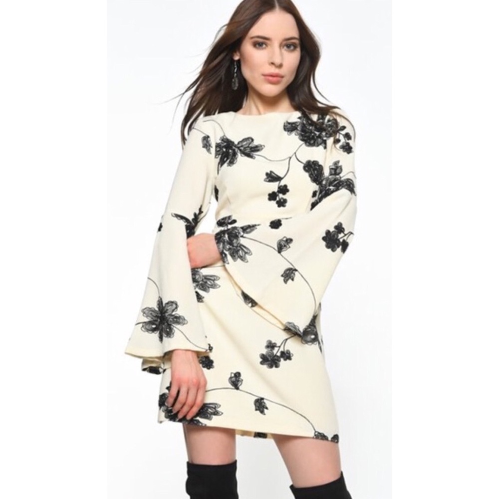 Endless Rose Cream & Black Floral Mini Dress BNWT!